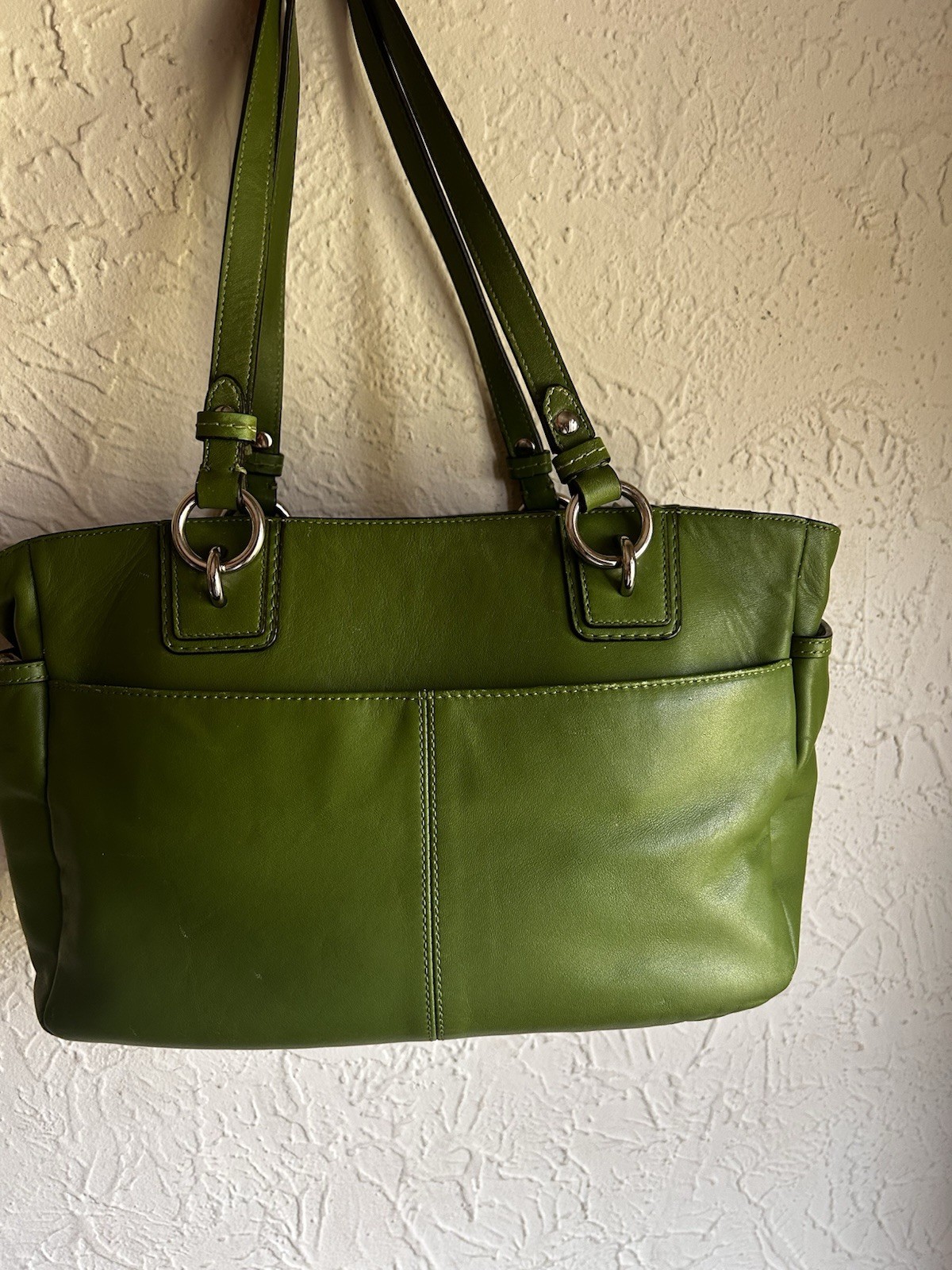 Coach MEDIUM F19252 Green Gallery Leather Zip Top Shoulder /Tote Bag