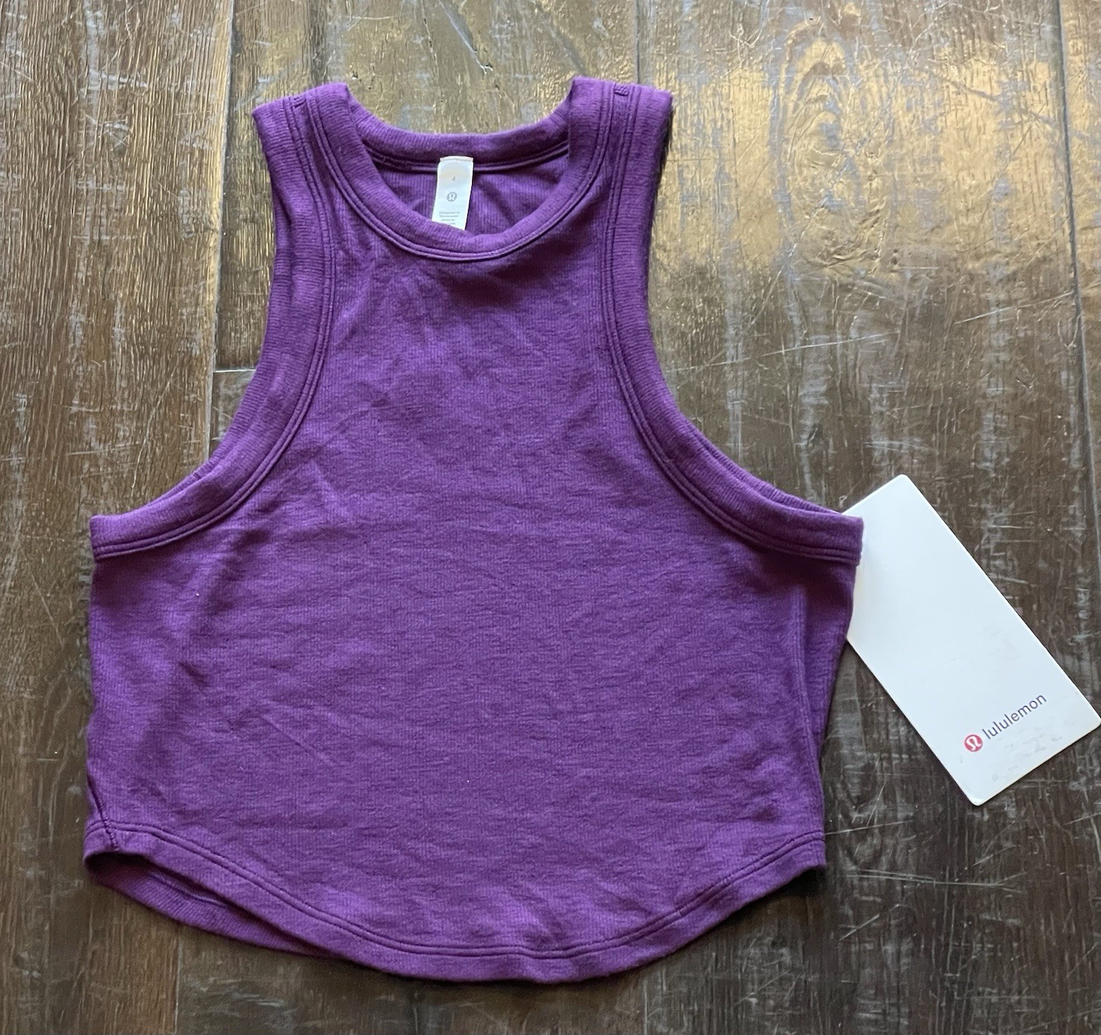 NWT Hold Tight Cropped Tank Sz4/S Dark Magenta Purple Stretchy Ribbed Modal