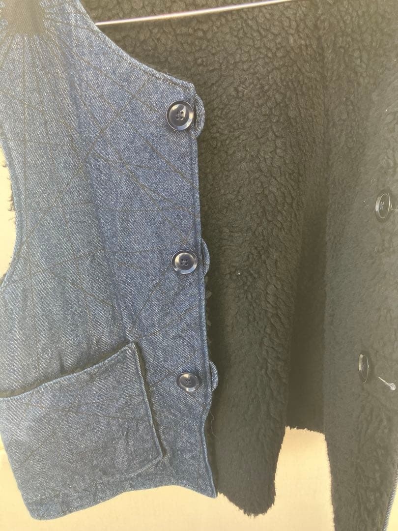 Engineered Garments Over Vest Denim Indigo Nautical Print Reversible M F/S