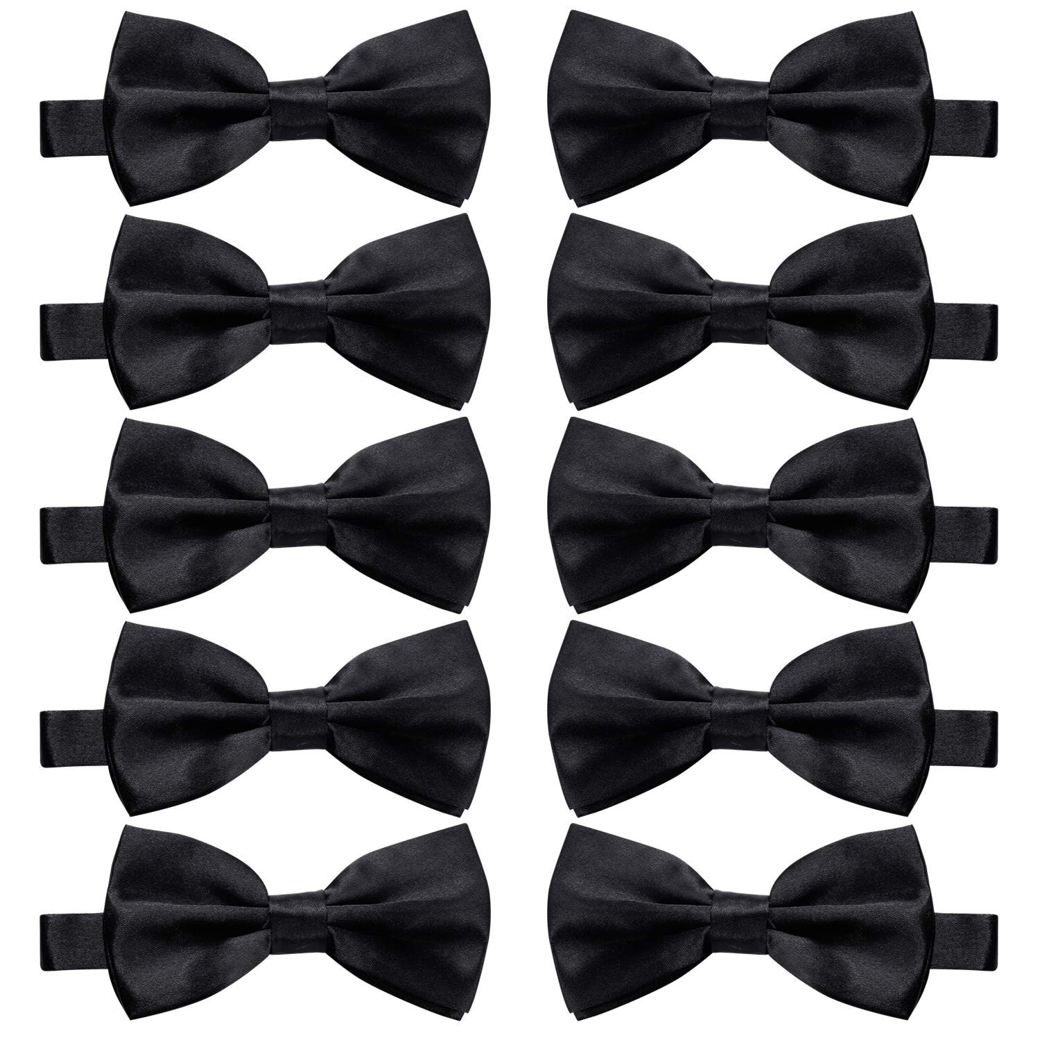 10 Pcs Elegant black Pre-tied Bow ties Formal Tuxedo Bowtie Set with Adjustab…