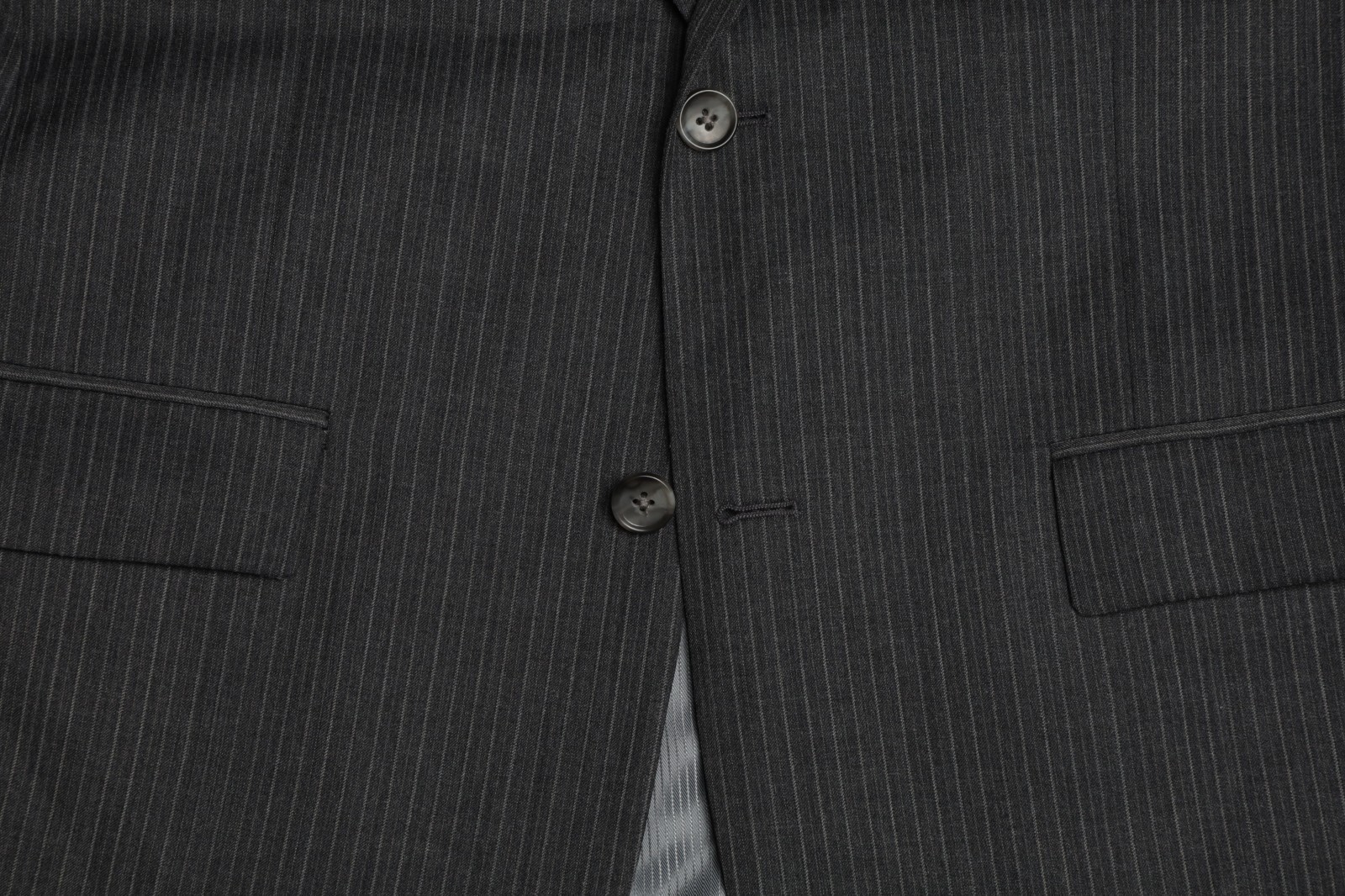 Hickey by Hickey Freeman Wool Suit Size 38 R x 32 W in Grey Stripe Pinstripe