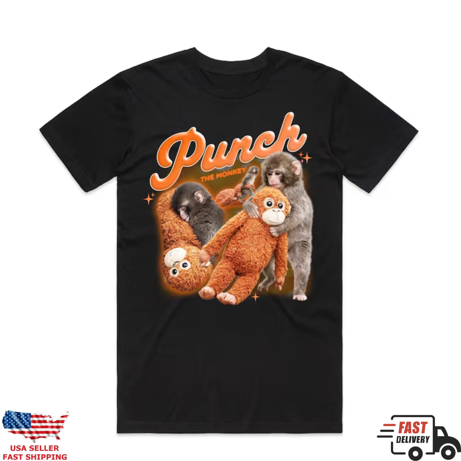 Funny Punch The Monkey Cute Monkey Graphic Tee Shirt