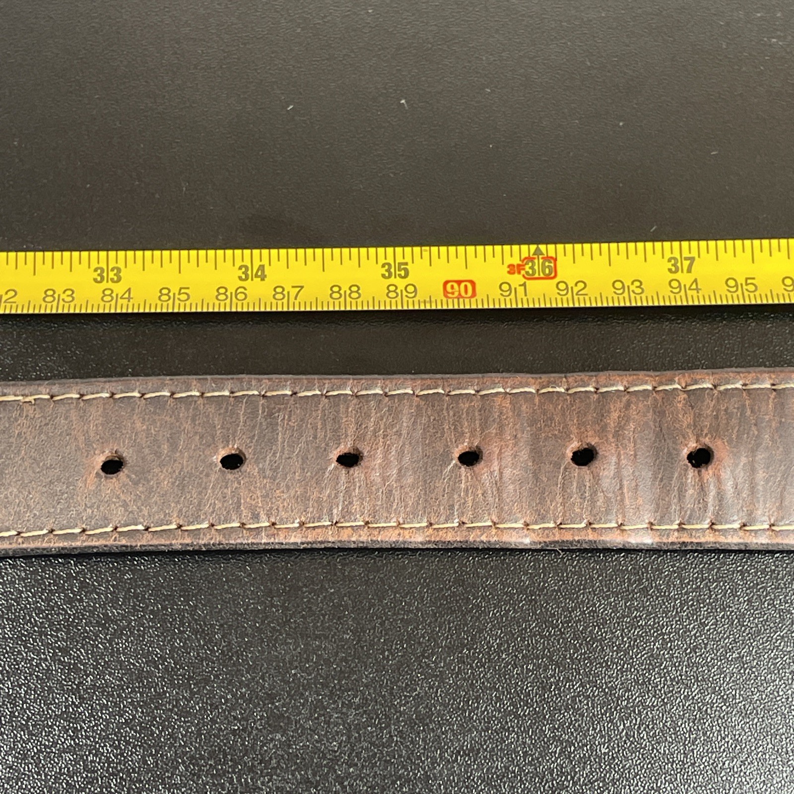 LOOP Mens Fabric Leather Belt Sz 34-36 Brown Navy Maritime Signal Flags R B Y C