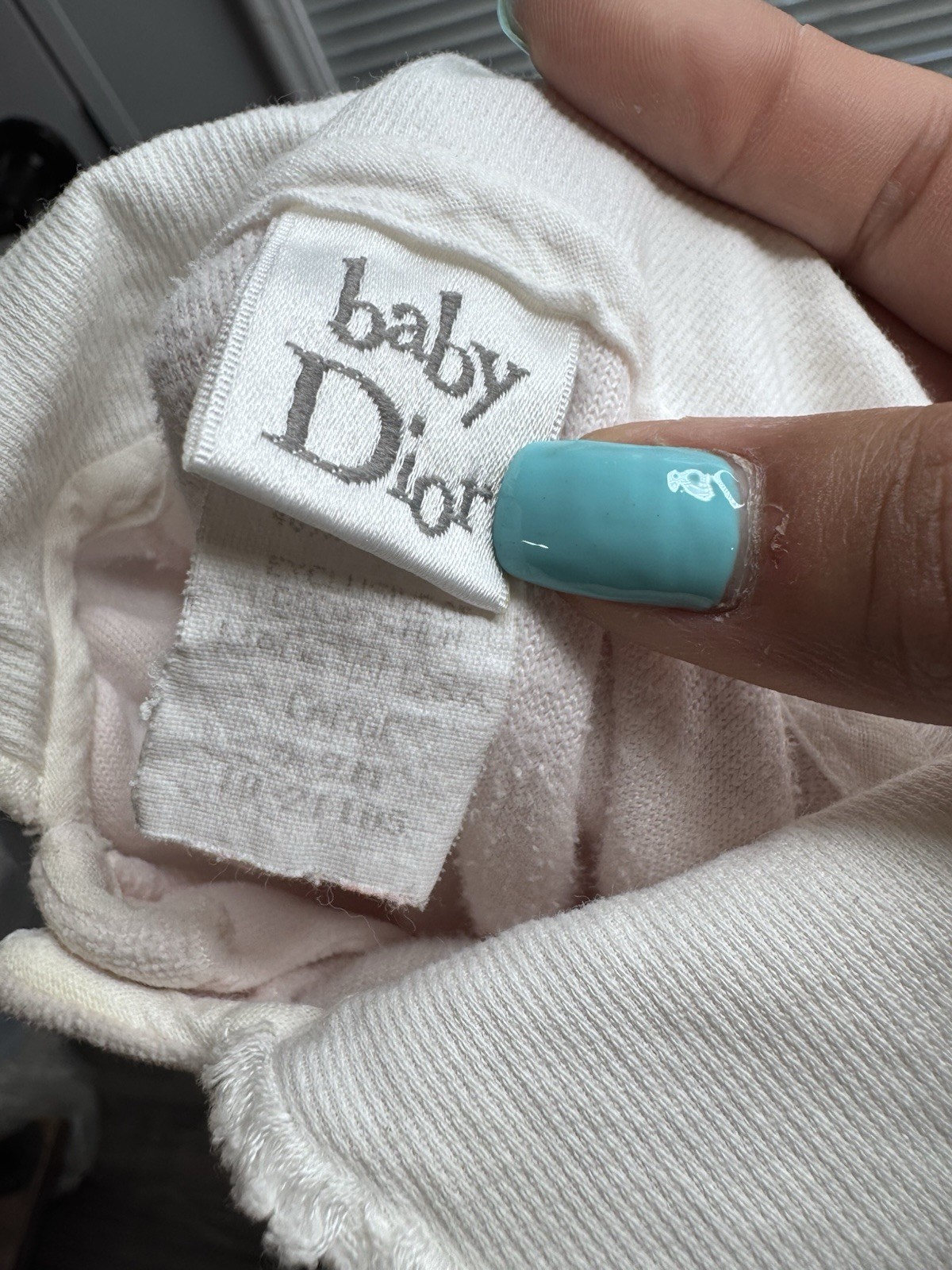 Baby Dior 6-9m Months Footed Sleeper One Piece Cotton Knit Snap, Pink/White