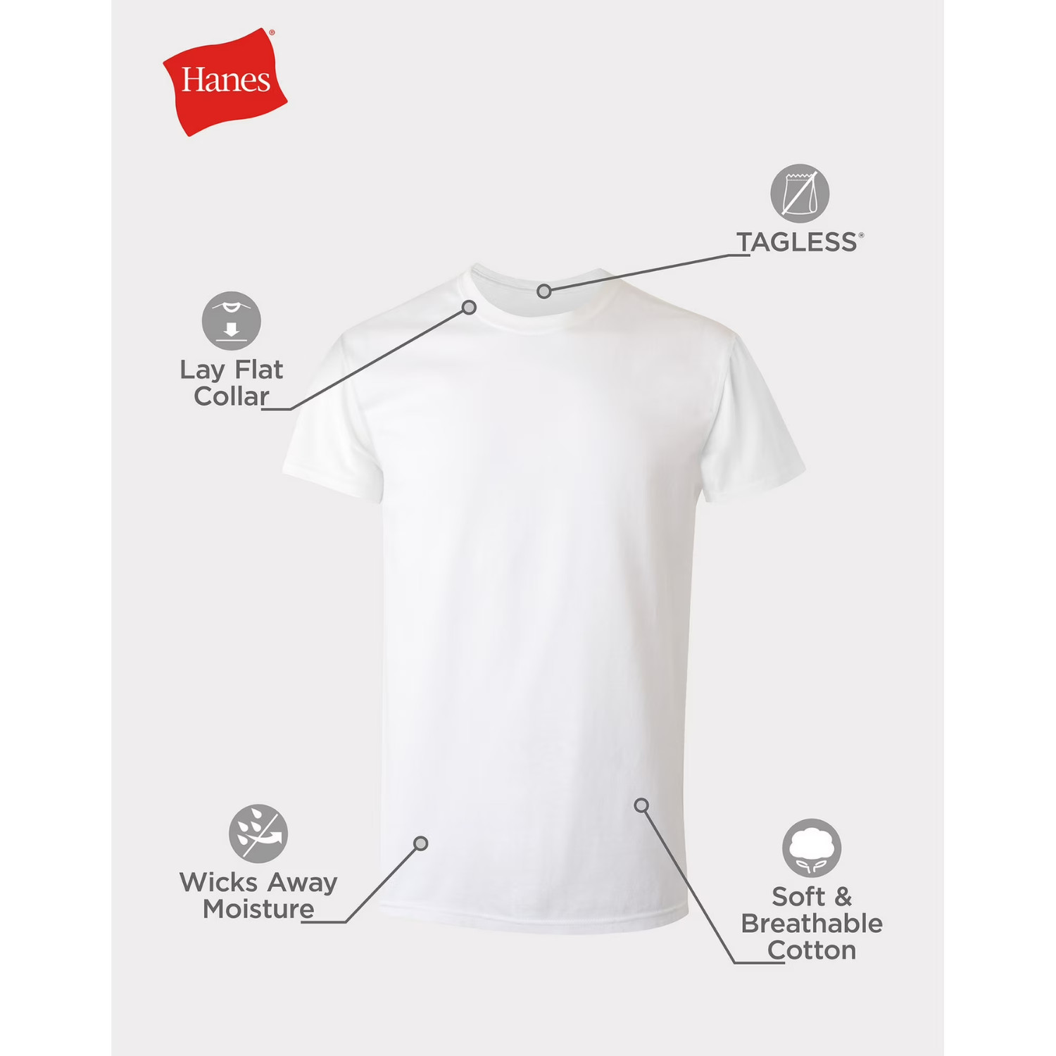 Hanes Men’s White Crew T Shirt Undershirts 10 Pack Cotton Everyday Basic 2XL