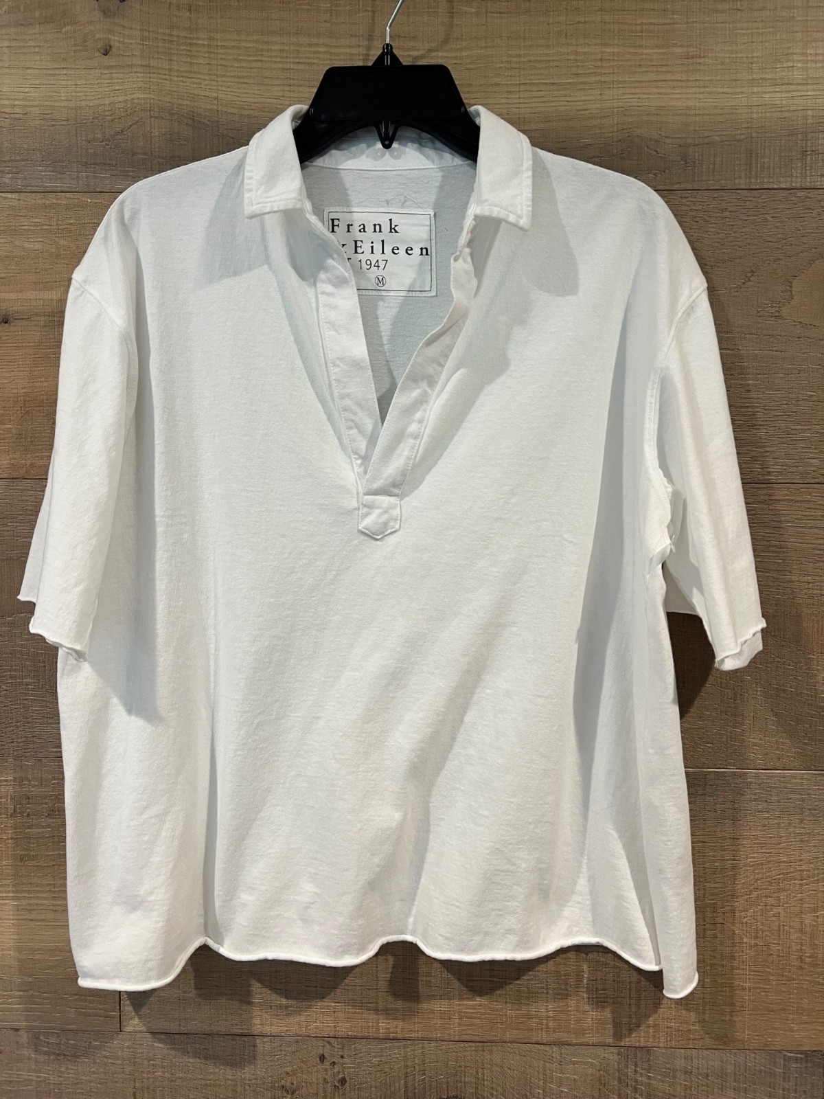 FRANK & EILEEN PATTY Short-Sleeve Popover Henley white top shirt size M