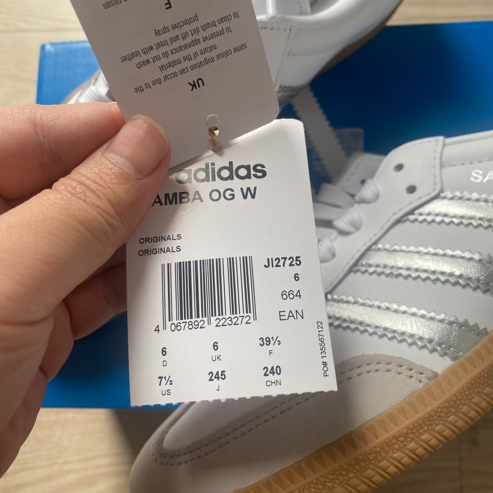 adidas Samba OG White Silver Metallic Womens Sneakers ✅Multiple Sizes