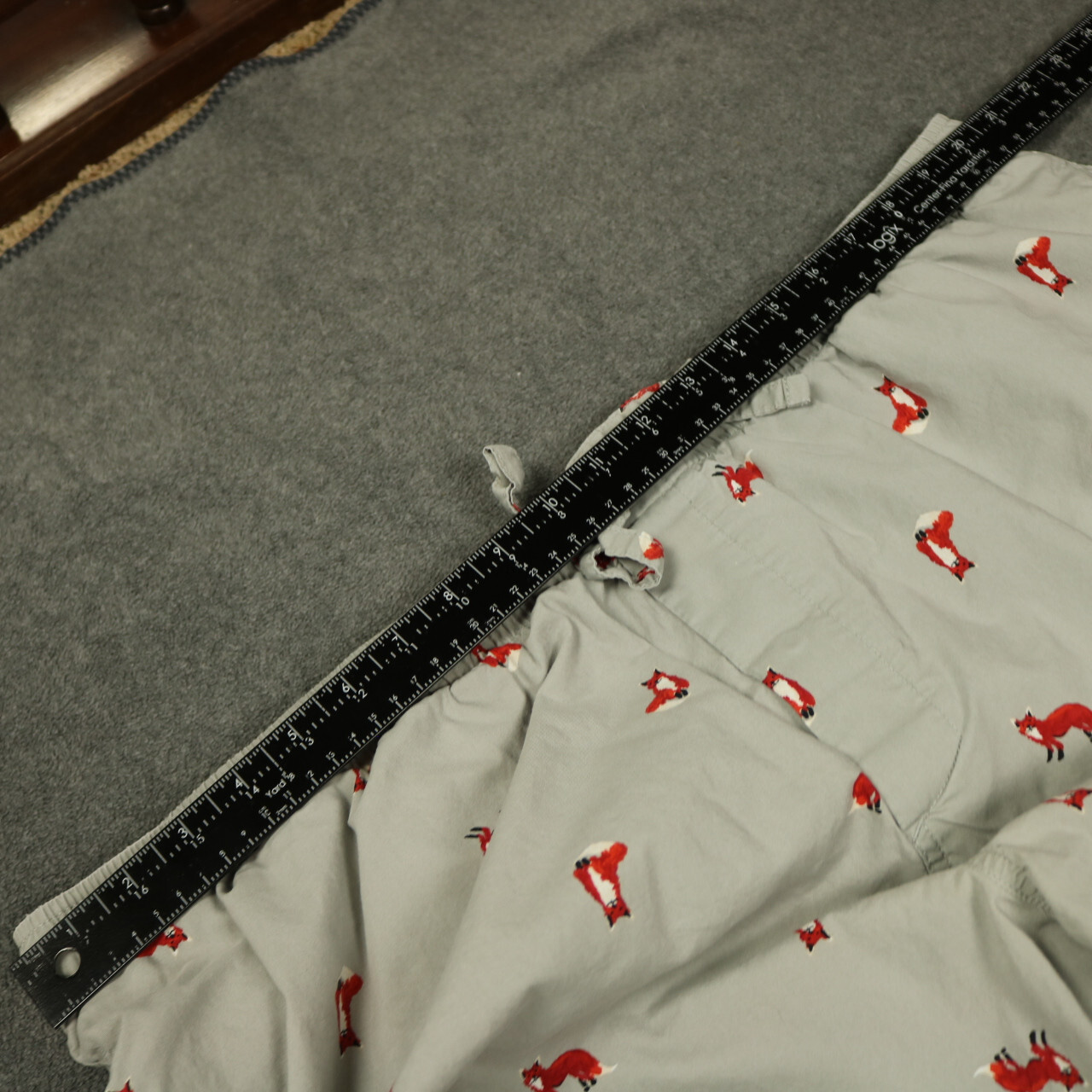 Lands End Foxes Pajama Pant Sleep Bottom Elastic Waist Button Fly Gray 2XL 44-46