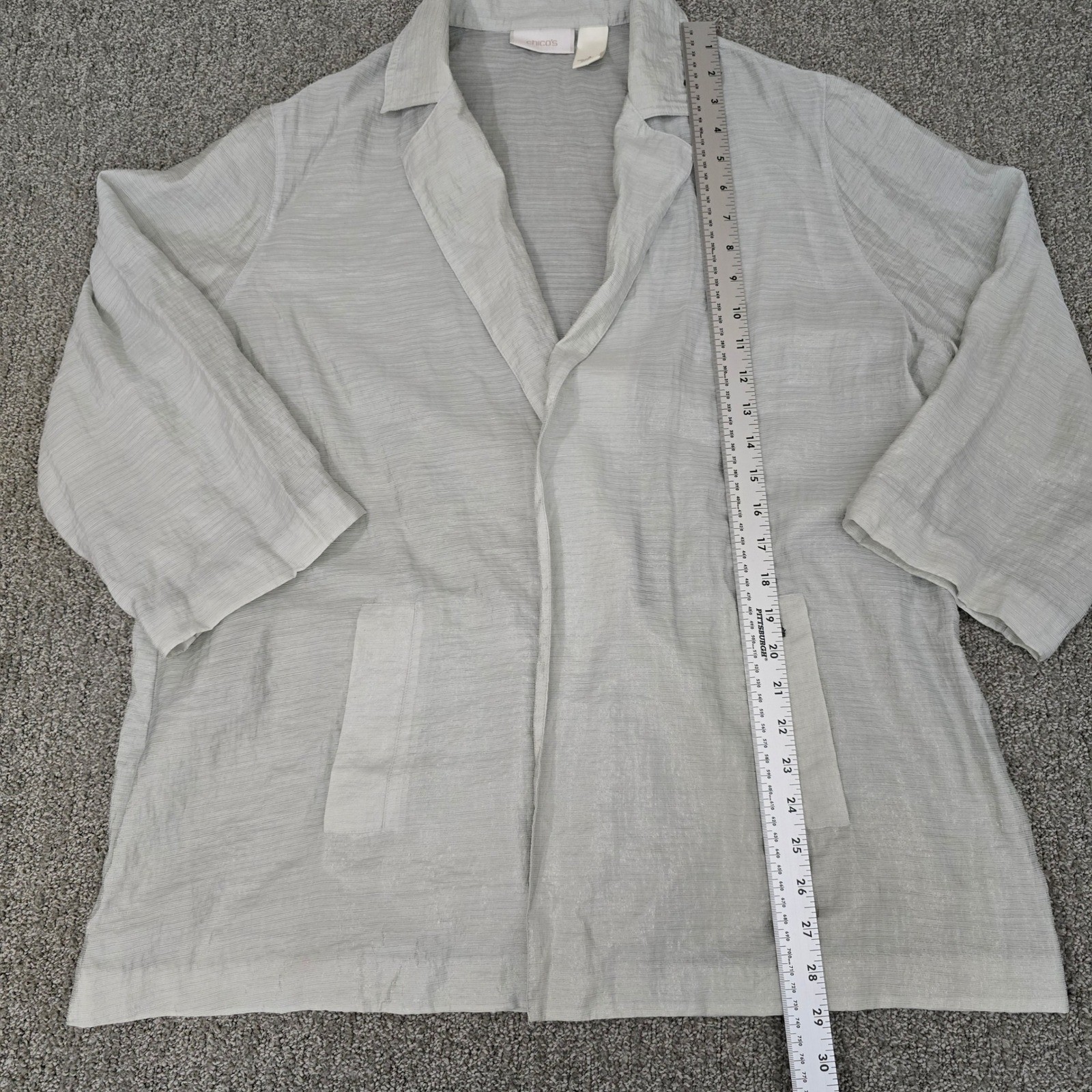 Chicos Lightweight Open Front Blazer Jacket Womens 4 Neutral Casual XXL