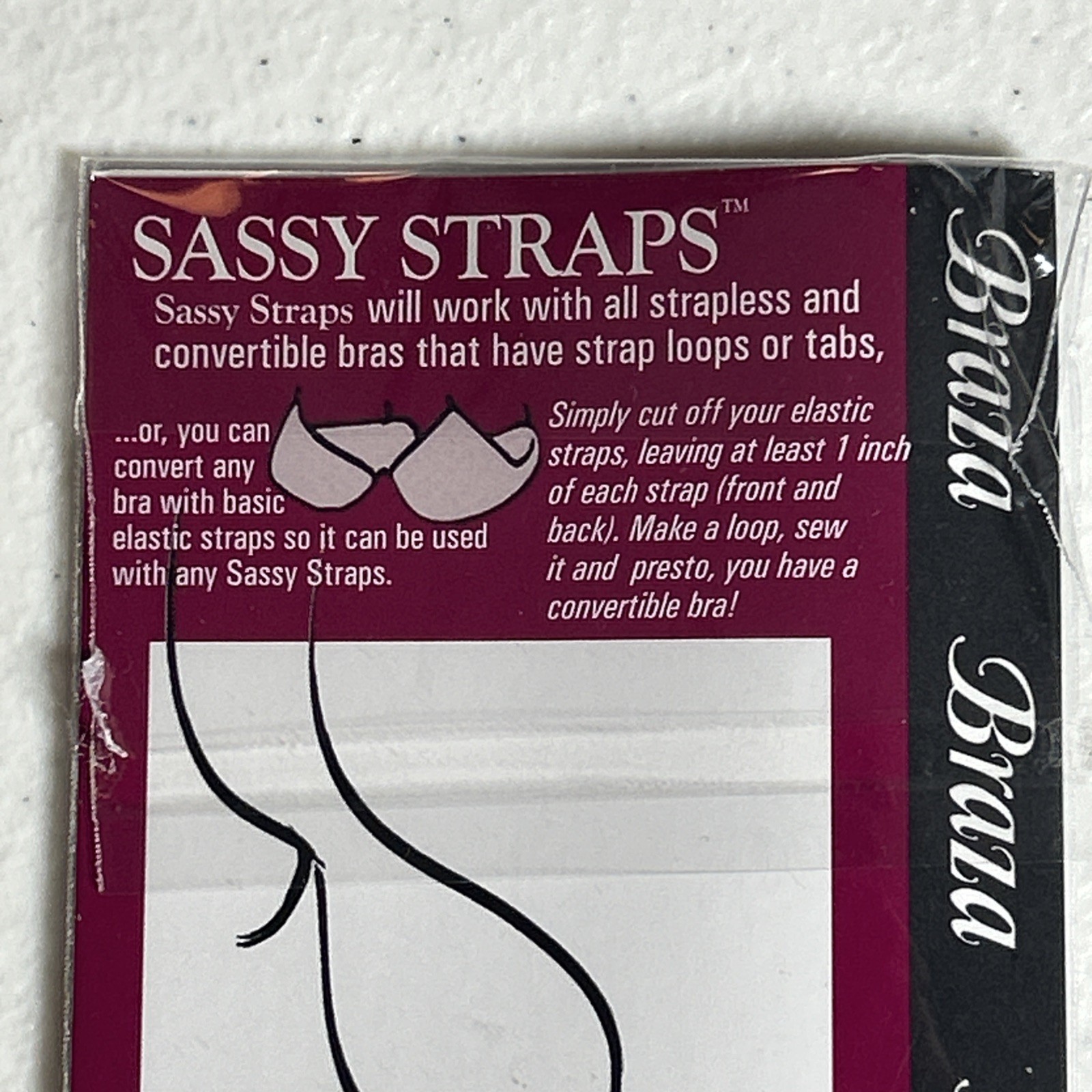 Braza Sassy Straps Pink Convertible Strap For Strapless/Multiway Bras New Sealed