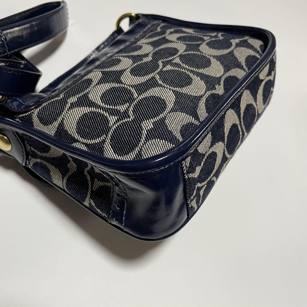 COACH Bleeker Legacy Flapbag Soho Signature Shoulder Bag Navy Denim