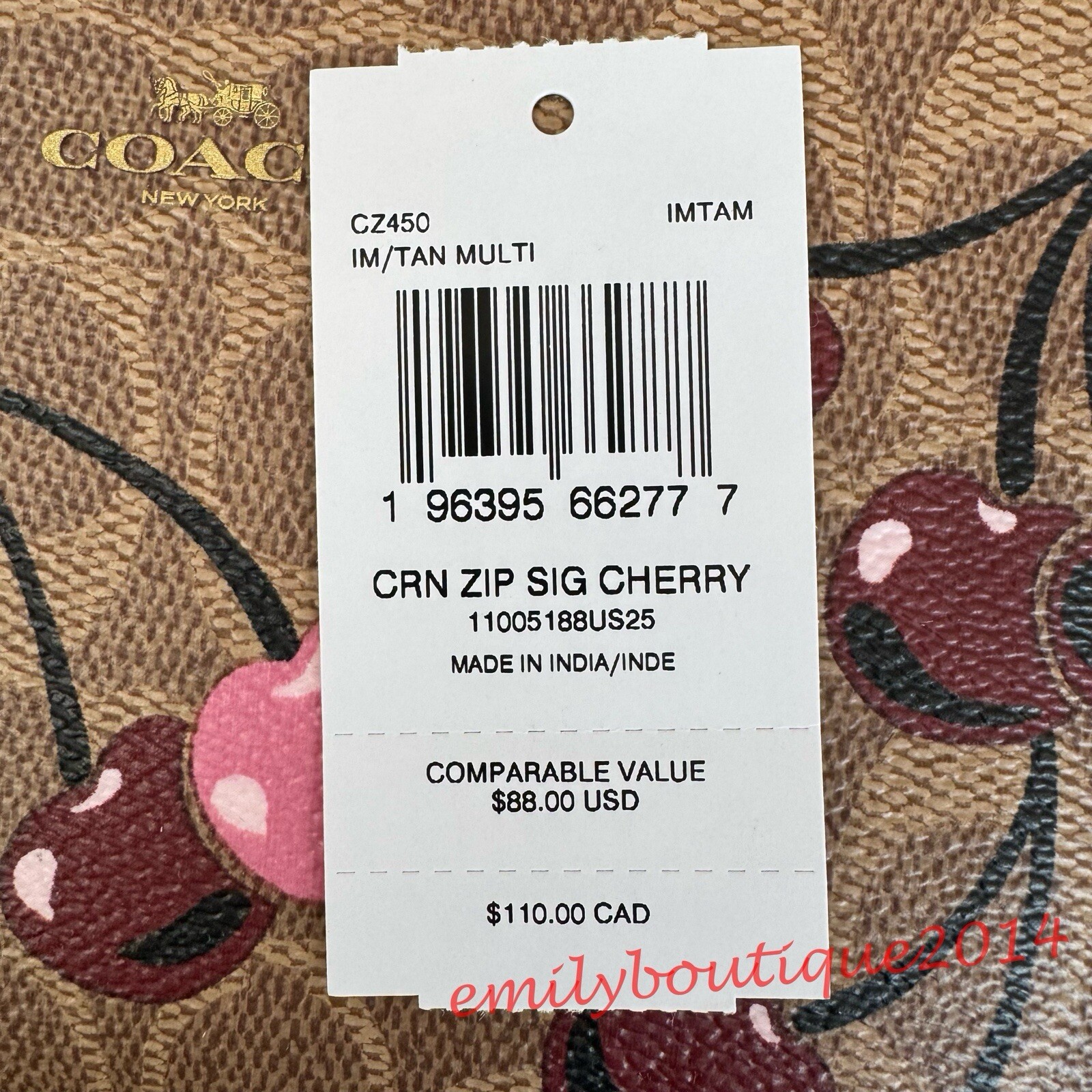 NWT Coach CAA71 Gallery Tote Bag In Signature Canvas & Cherry Print Zip Wristlet