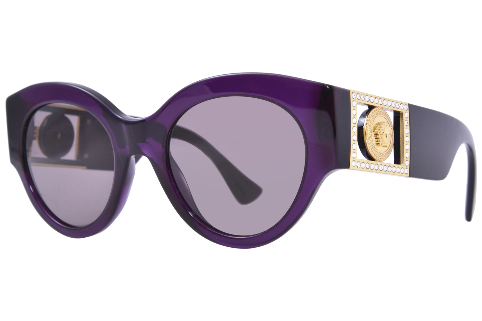 Versace VE4438B 53847N Sunglasses Women’s Transparent Plum/Purple Brown 52mm