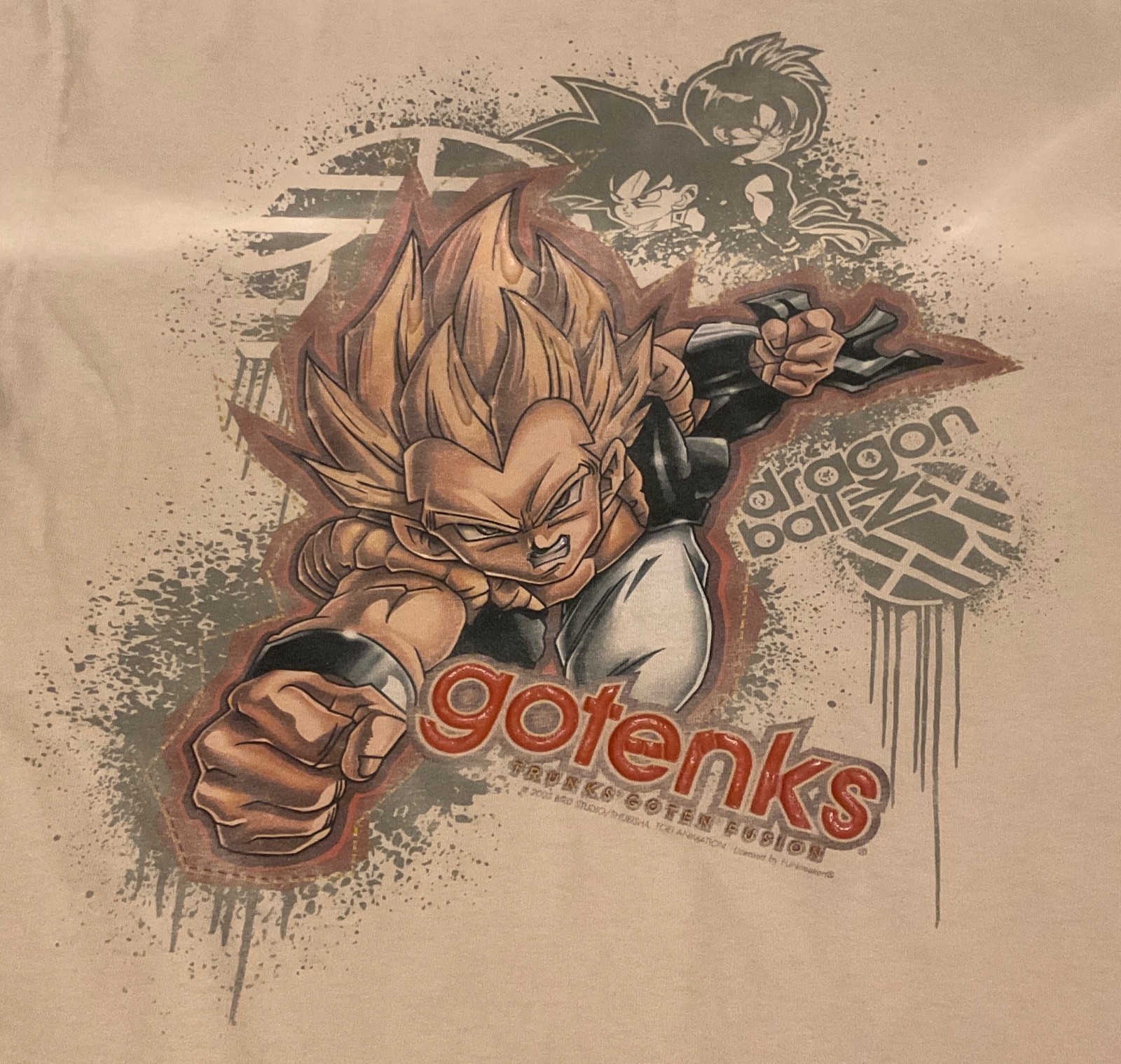 HEAVY WEAR: 2002 Dragon Ball Z Gotenks Goten Trunks DISTRESSED T-Shirt M Vintage