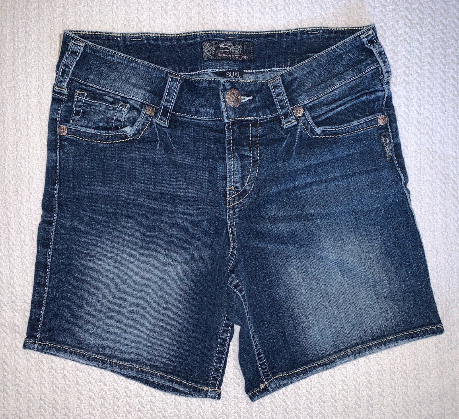 WOMENS SILVER SUKI JEAN SHORTS SIZE W30/L4 1/2