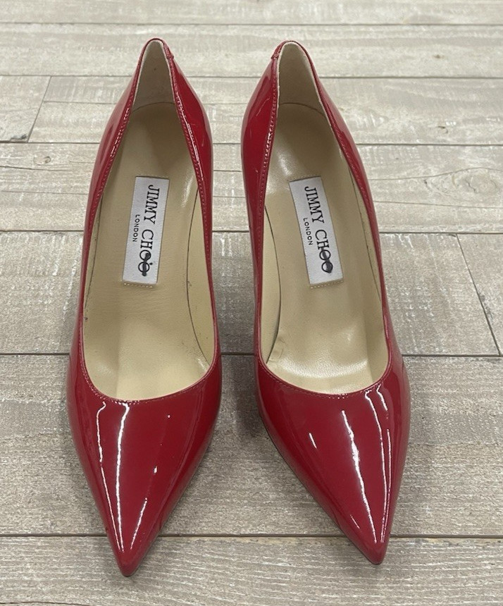 New Jimmy Choo Agnes 85mm Patent Leather Pump Heels In Red Size: 35 (US 5)