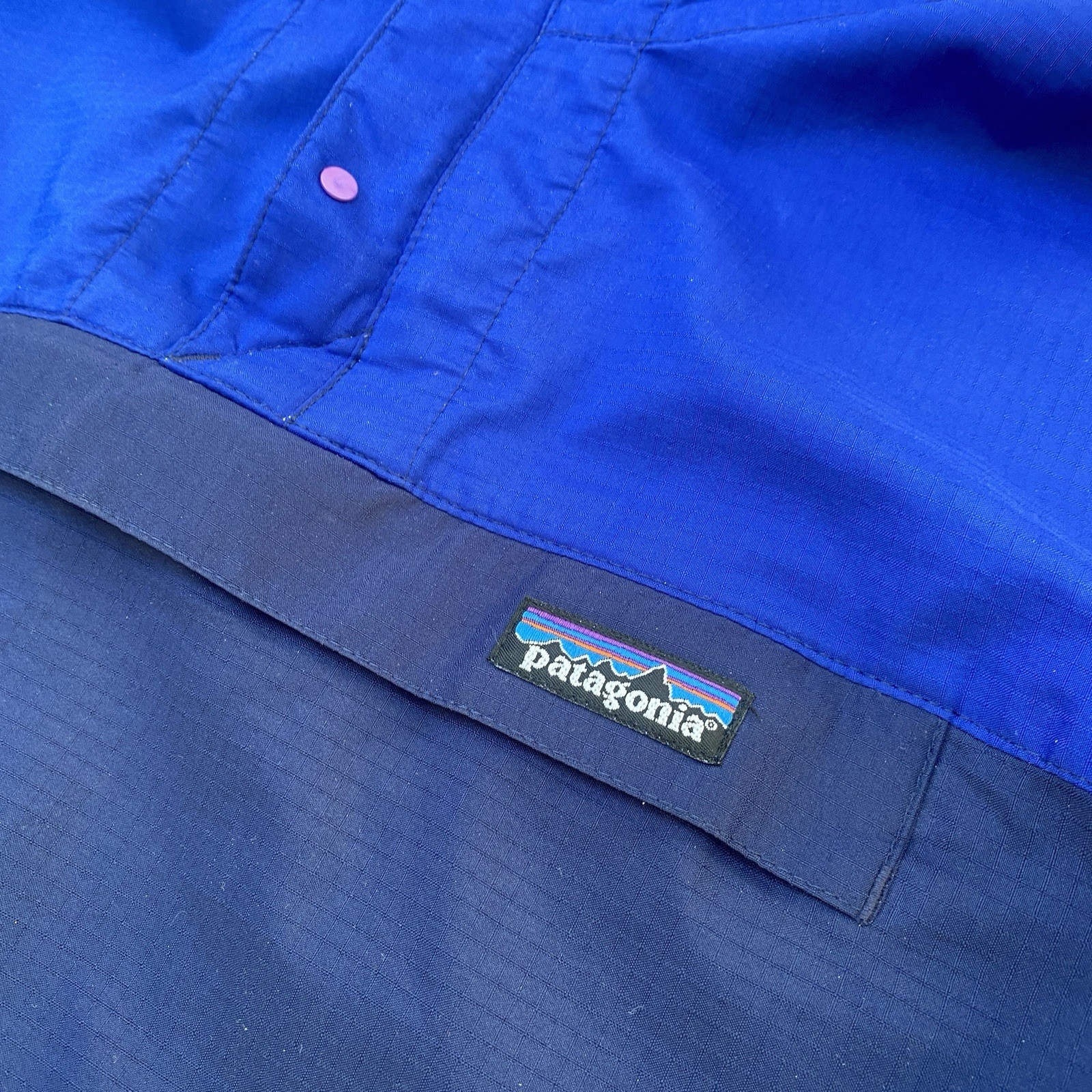 Vintage Patagonia Jacket Windbreaker Parka Blue Size Medium Ripstop Anorak 90s