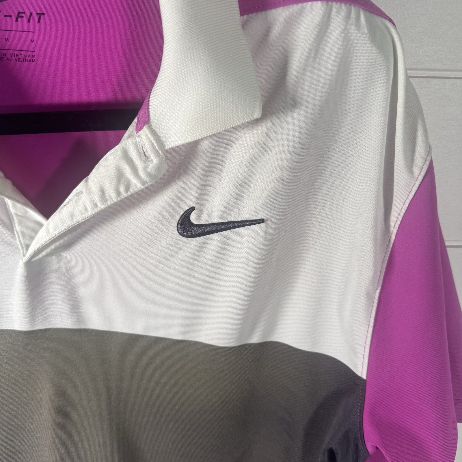 Nike Golf Polo Shirt Mens Medium Dri-Fit Colorblock Performance Tech Blend