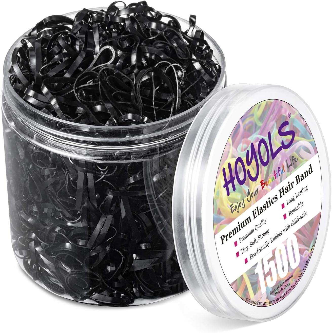Black Elastic Hair Ties Rubber Bands Mini Polyband Soft Ponytail Holder for