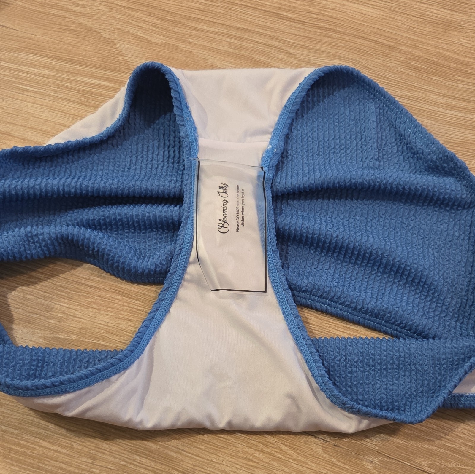 Blooming Jelly 2-Piece Bikini Set Blue/Light Blue Textured Tie Front XL B