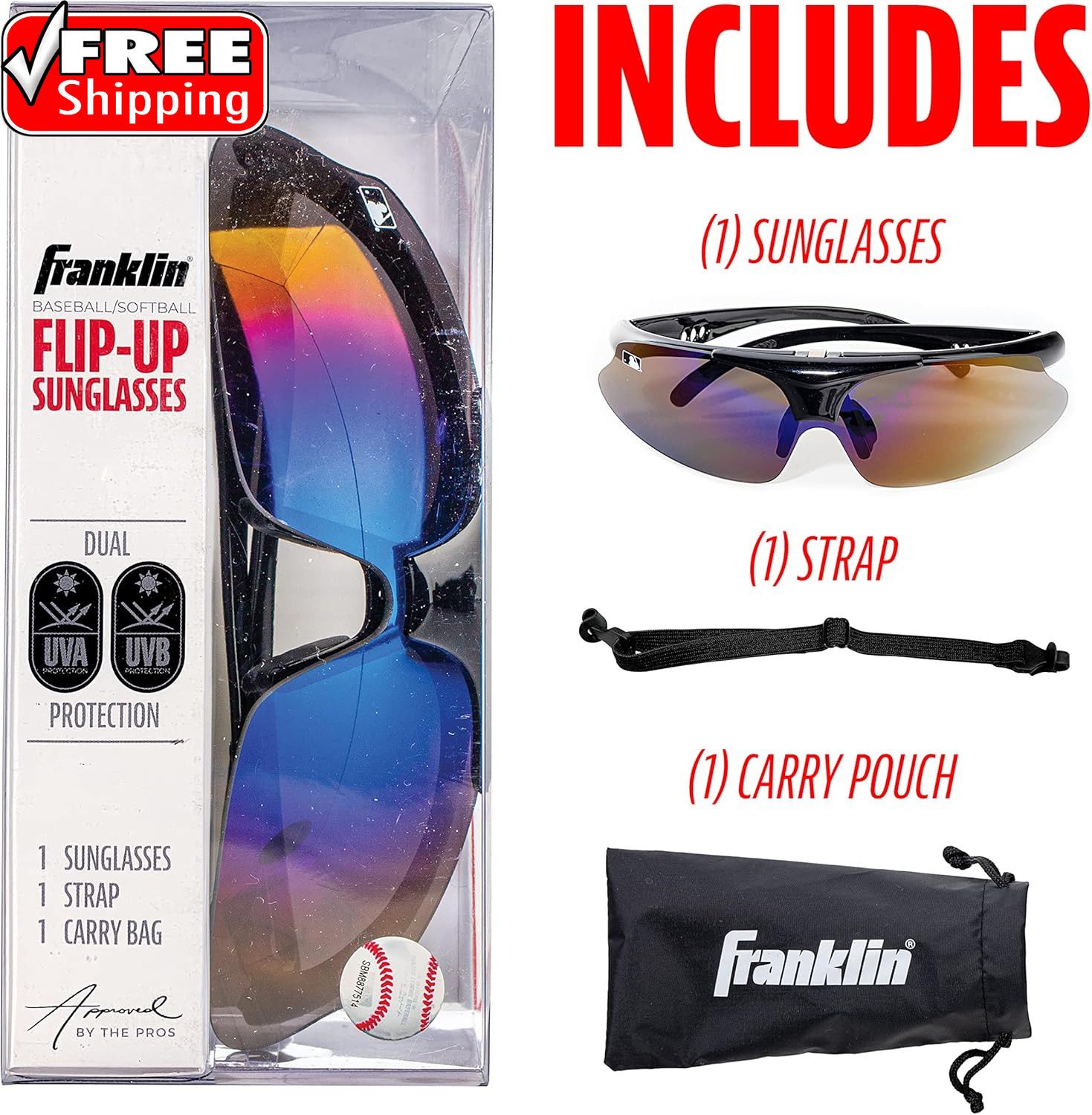 Franklin Sports Baseball + Softball Sunglasses – Men’S + Women’S Sports Sunglass