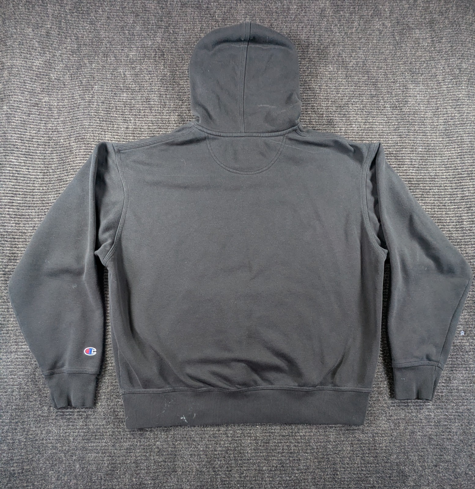 Champion Powerblend Fleece Pullover Hoodie Mens L Black Cotton Kangaroo Pocket