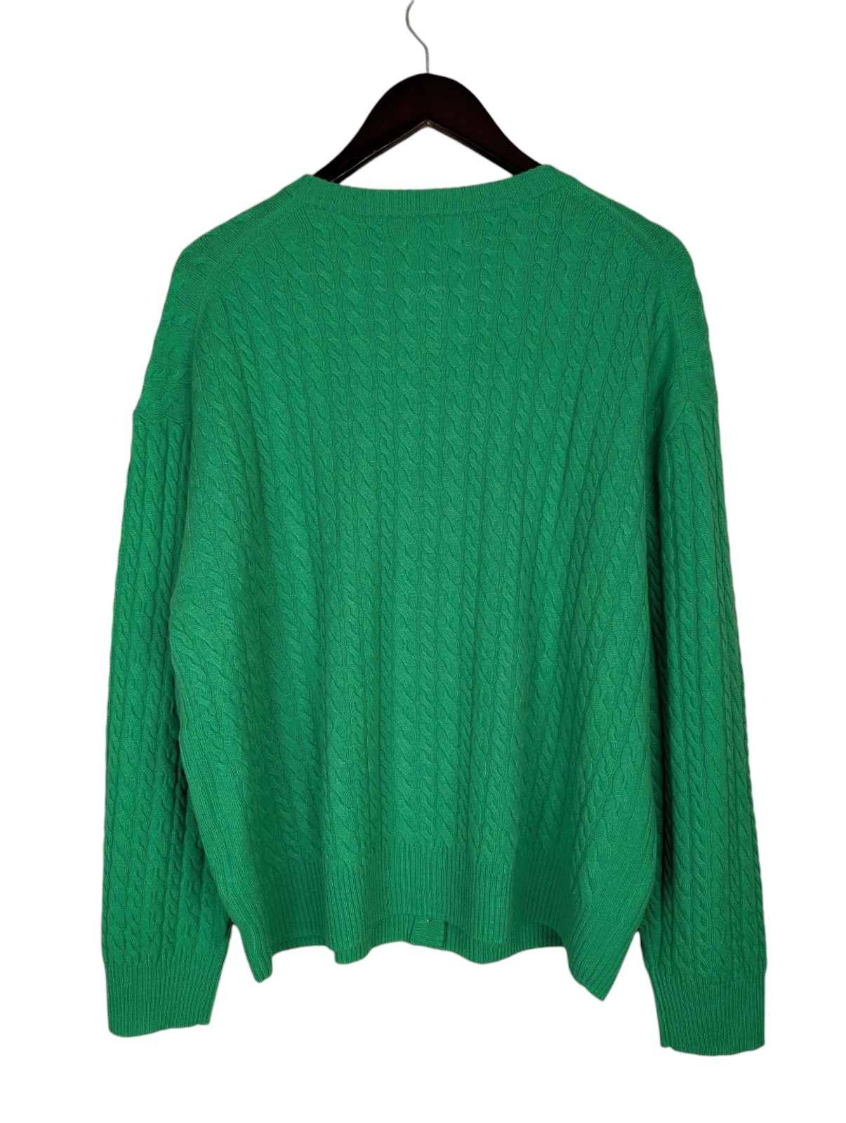 J Crew Green 100% Cashmere Cable Knit Button Cardigan Sweater Size 3X SP26