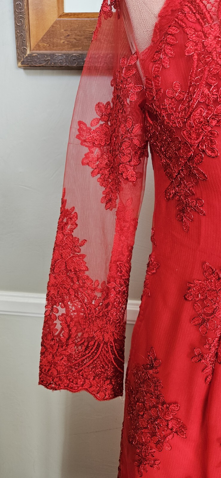 Red Embelished Cheongsam Style Dress As Pictured
