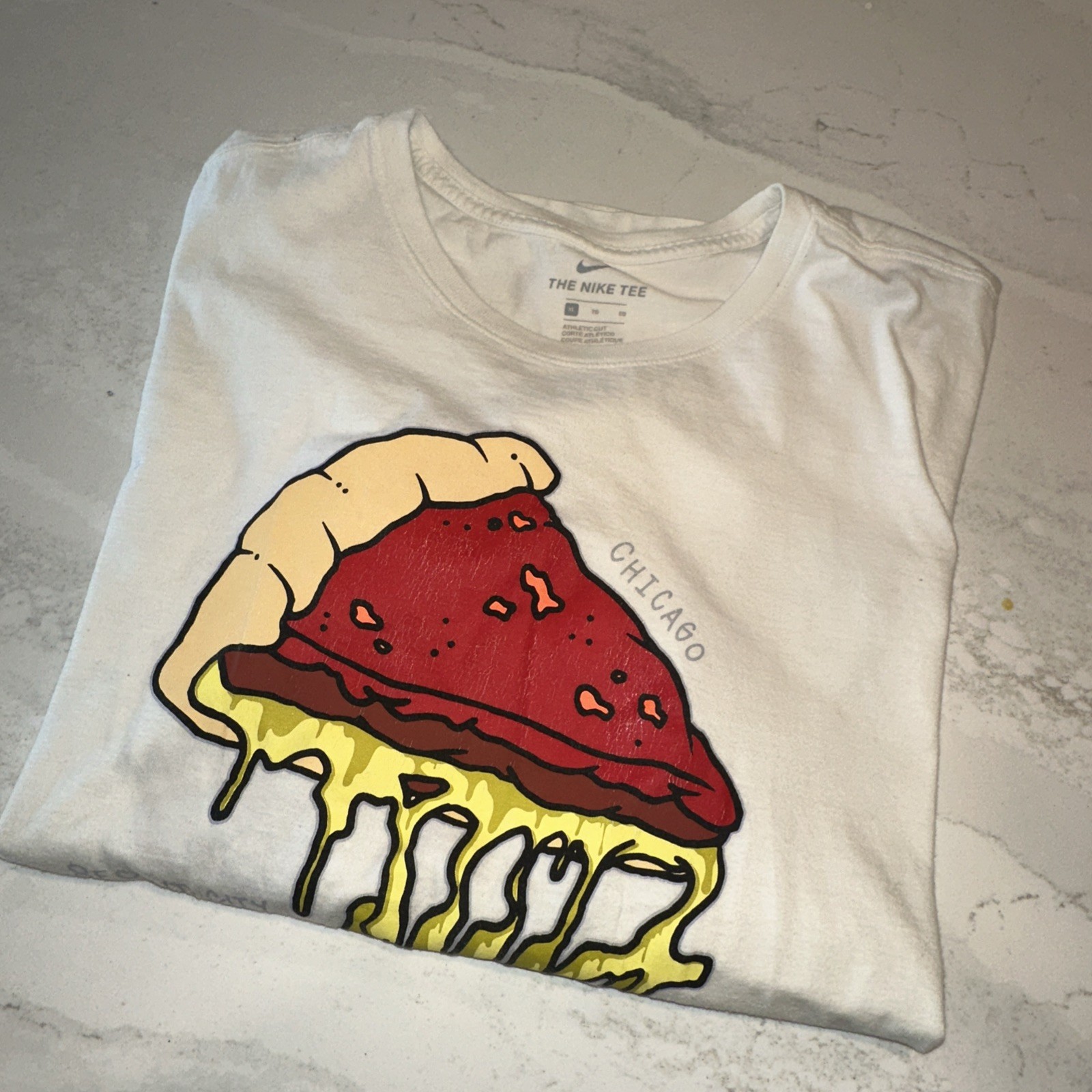 The Nike Tee Chicago Second City to None Men’s Pizza T-Shirt Size X-Large