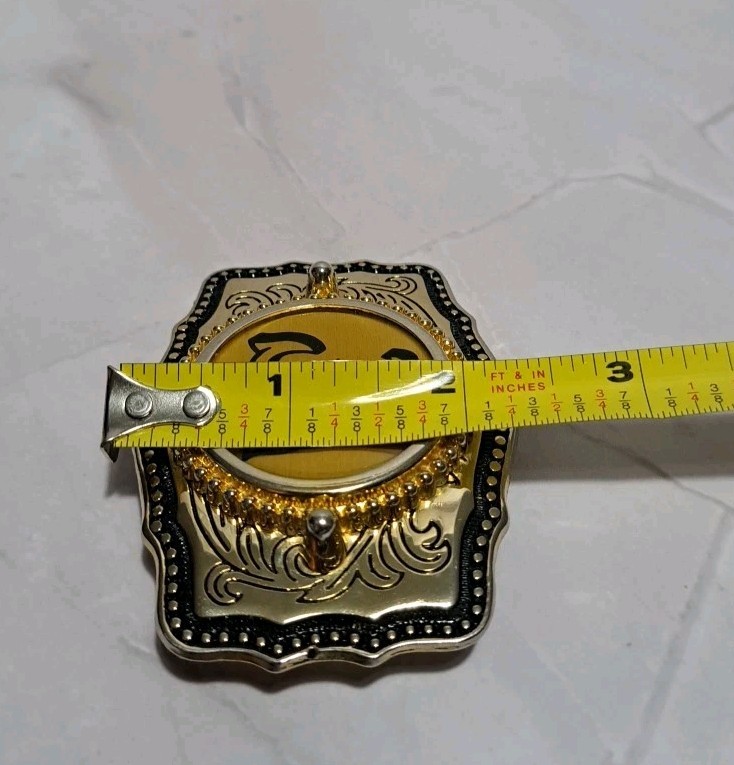 Western Metal Belt Buckle Gold Tone Initial Letter T Cowboy Rodeo Made In USA