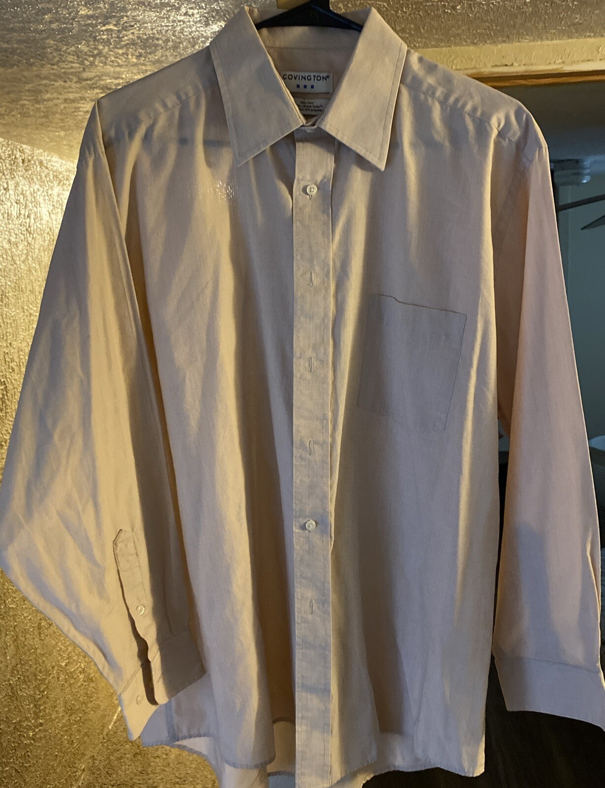 Covington Mens Dress Shirt 16-16.5 32/33 Salmon Pink Button Front LS Pocket
