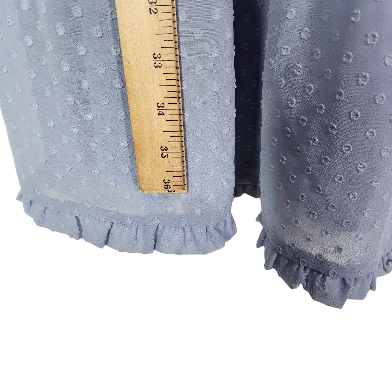 GAL MEETS GLAM Adeline Dress Womens 12 Blue Swiss Dot Chiffon Ruffle Long Sleeve
