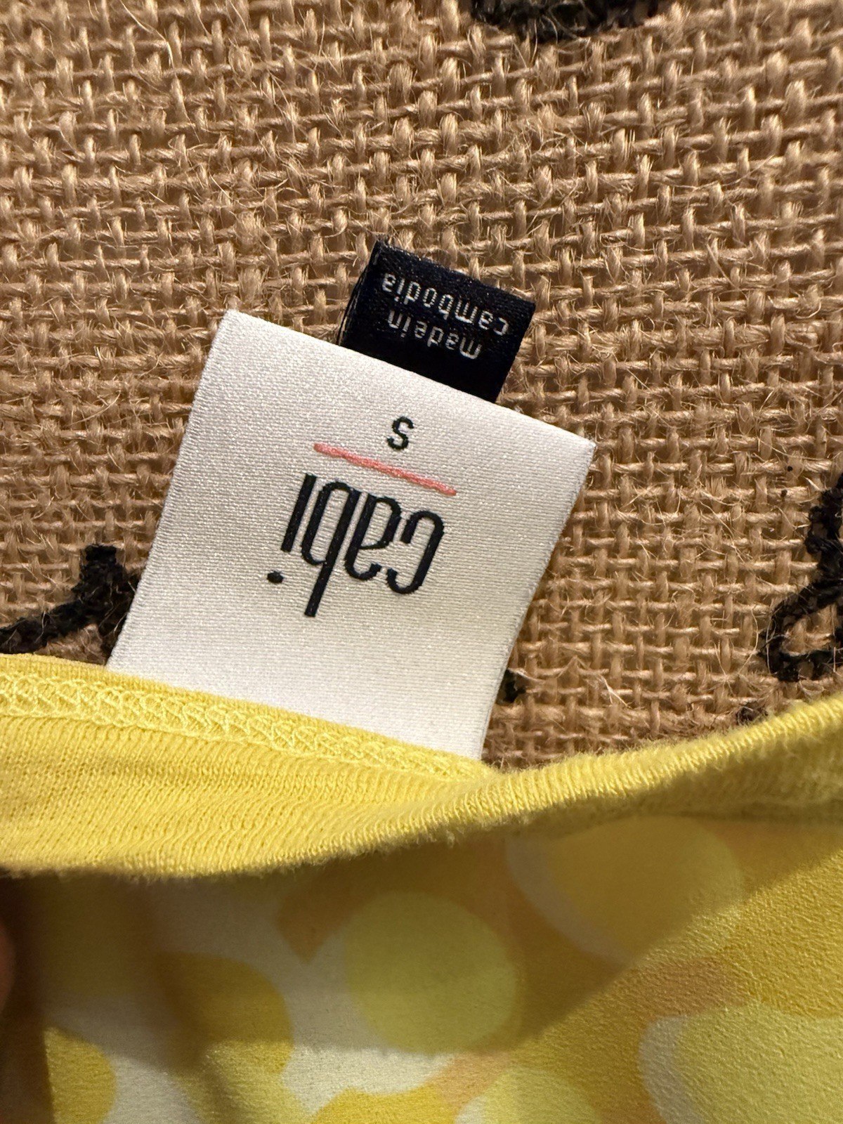 CAbi Women’s Yellow/White Polka Dot V-Neck Sleeveless Camisole Tank Top S
