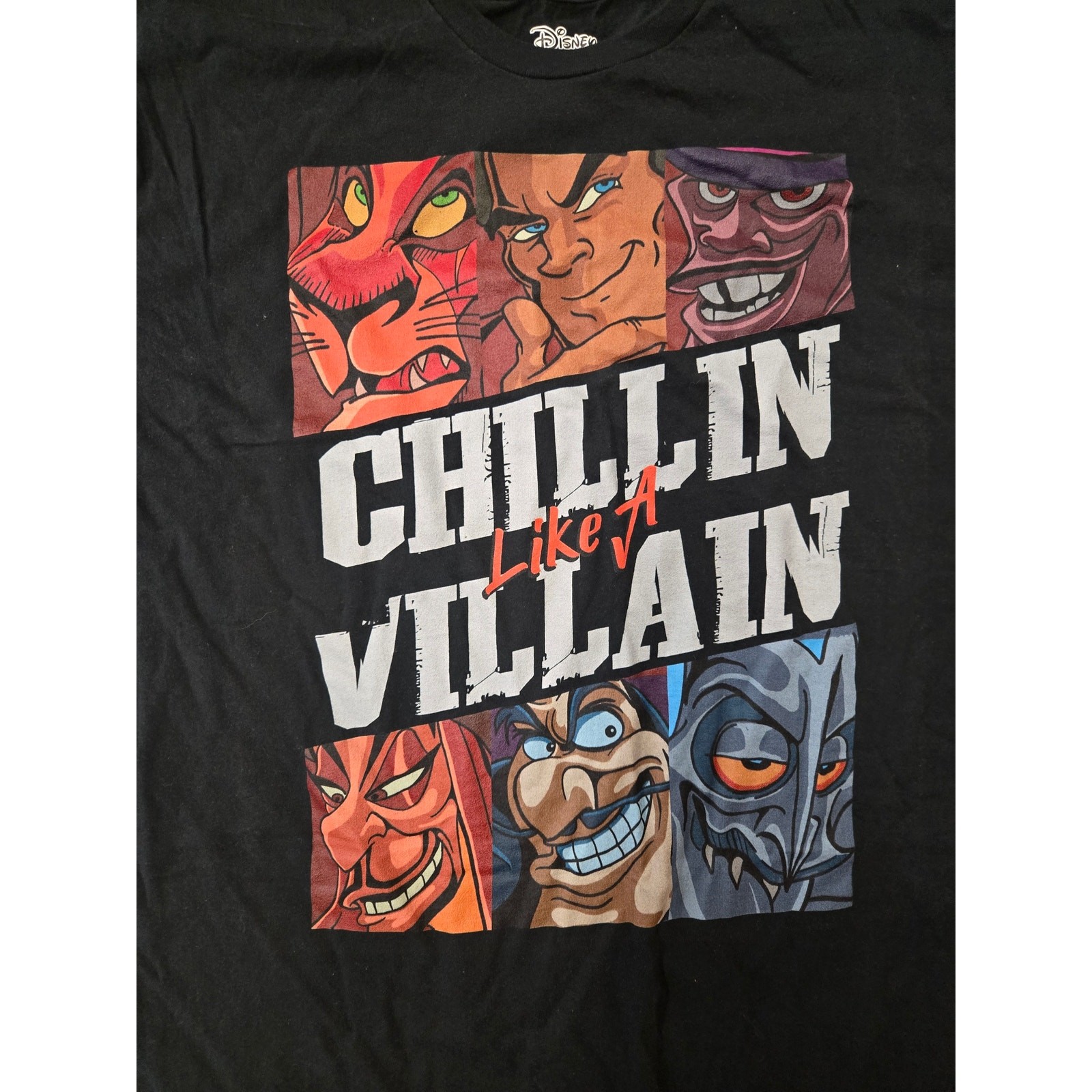 Disney Villains Chillin Like A Villain Graphic Tee Shirt Black 2XL