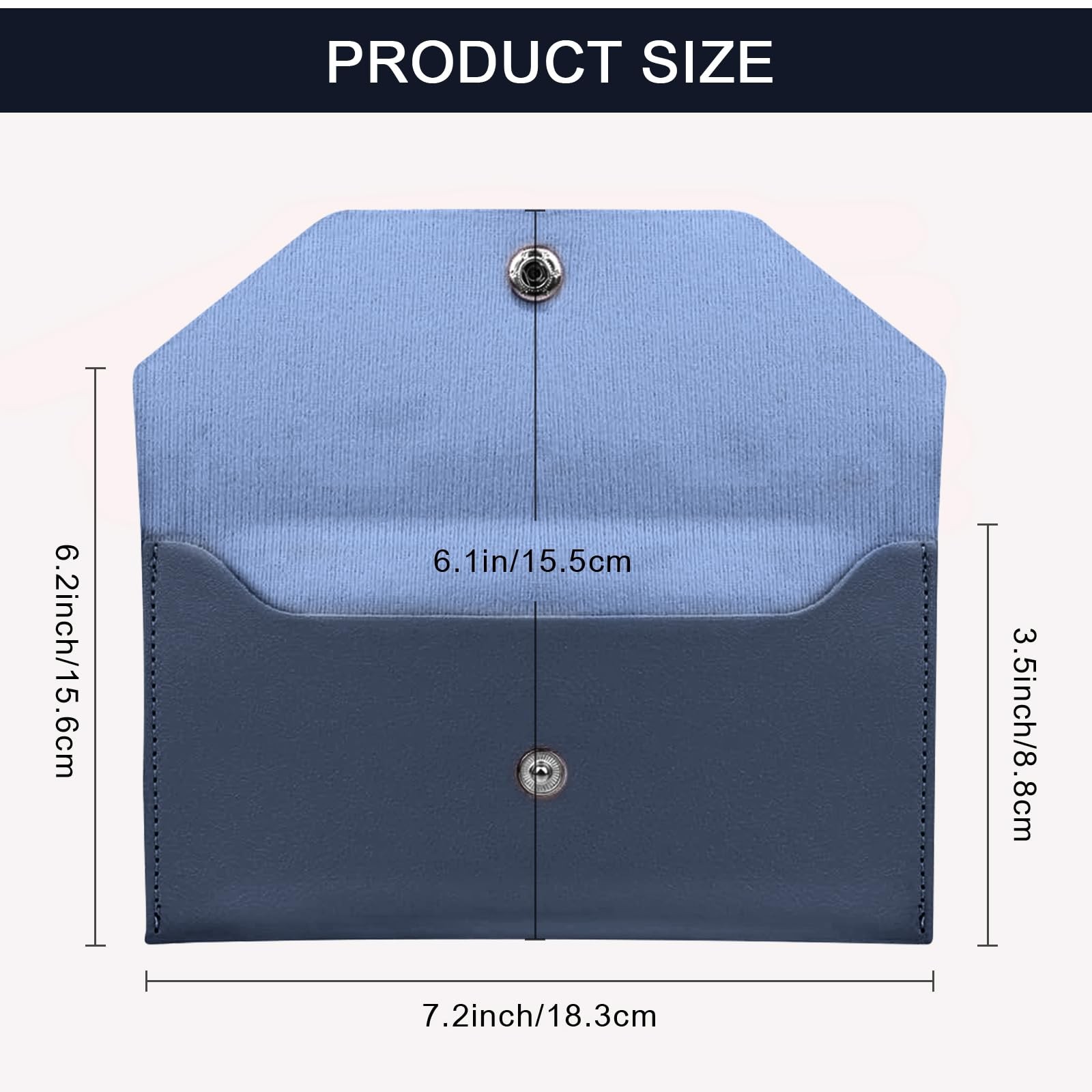 PU Leather Cash Envelope Wallet Women Reusable Budgeting Organizer Dark Blue