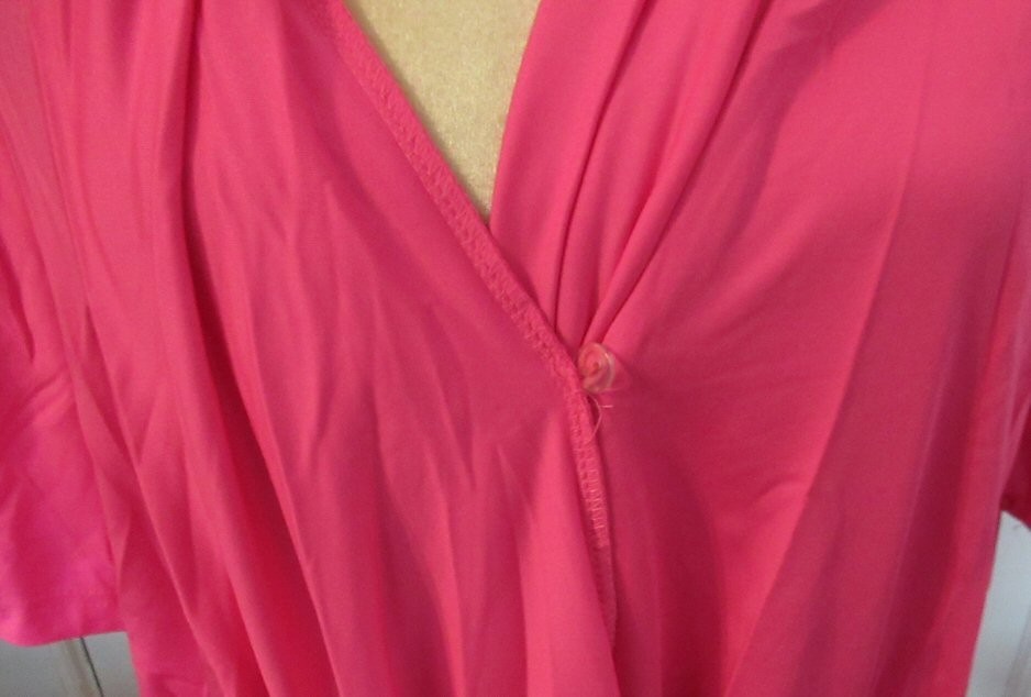 LYANER Ladies Pink Wrap V Neck Ruched Short Sleeve Split Hem Tunic Top XL