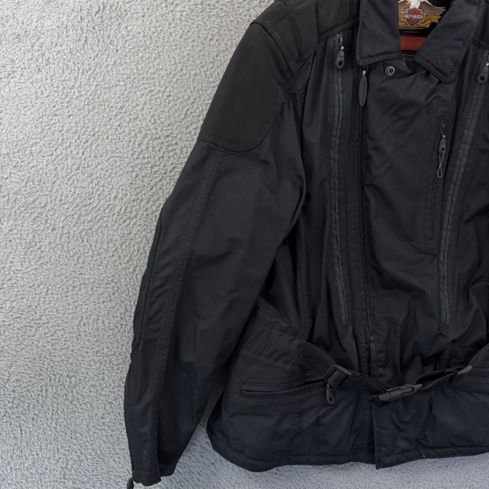 Vintage Harley Davidson FXRG Motorcycle Jacket Mens 2XL Black Biker Outdoor Zip