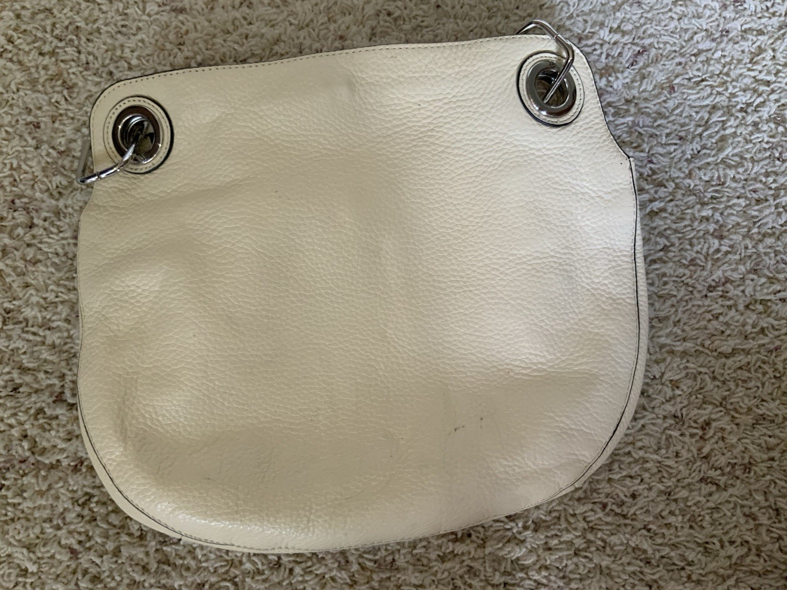 Vince Camuto Pale Yellow Leather Shoulder Bag Pebble Grain Adjustable Strap