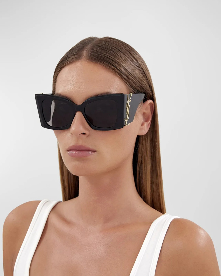 Saint Laurent SL M119 BLAZE-001 Black Gold YSL LOGO Cat Eye AUTHENTIC Sunglasses