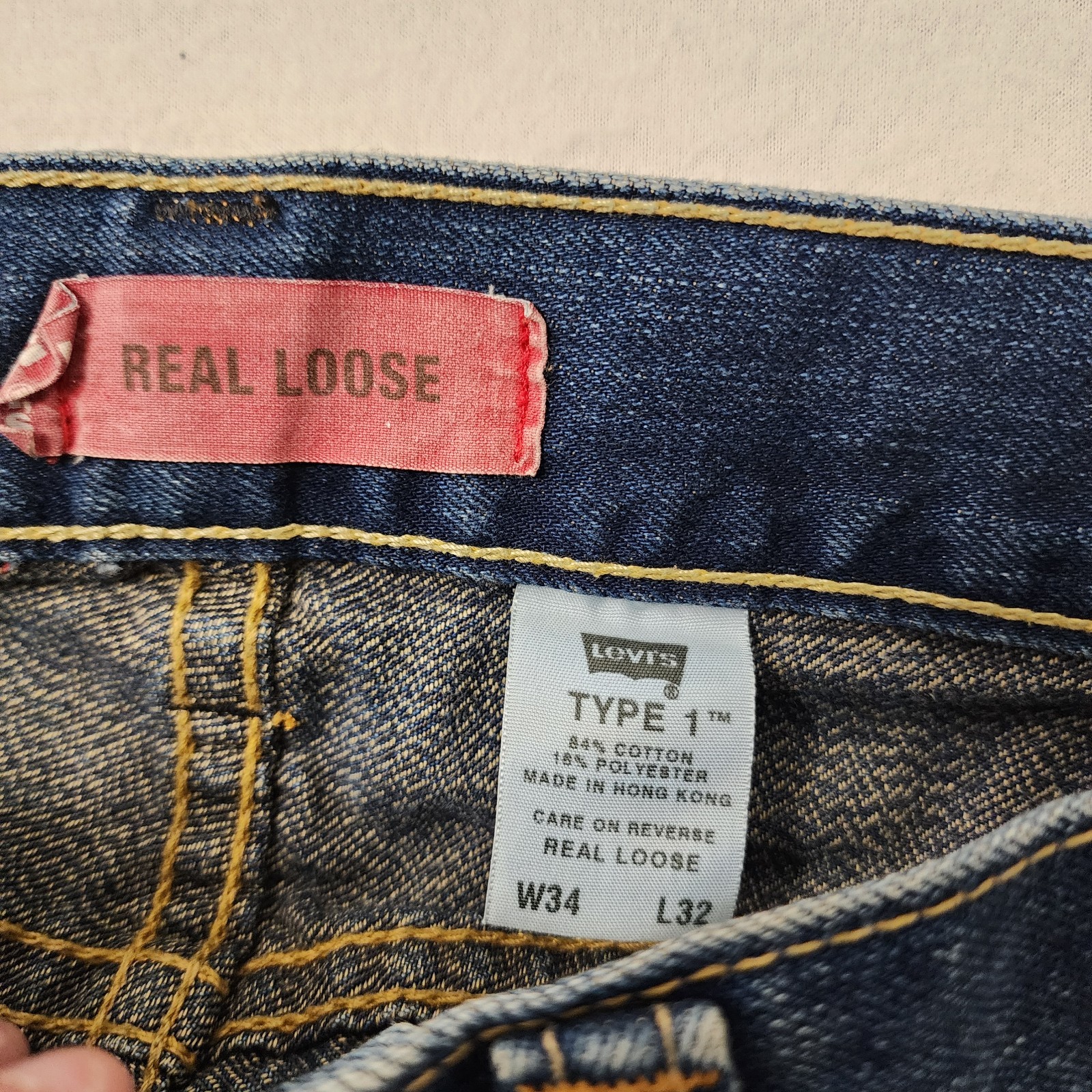 Vintage Levis Type 1 Baggy Jeans Mens 34×32 (36×28) Denim Wide Y2K Real Loose