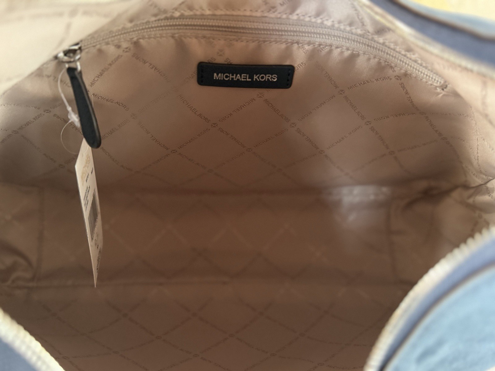 Michael Kors Nayla Medium Suede Leather Hobo Shoulder Bag Navy/Silver