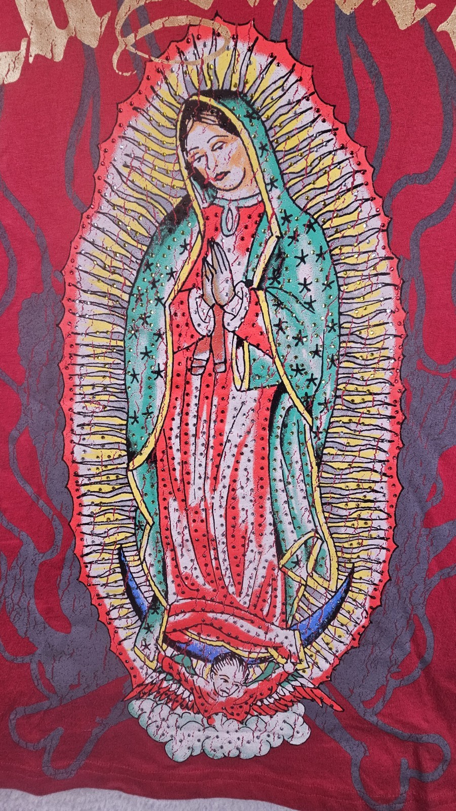 Ed Hardy Religion Jesus Mother Mary Mens XL Graphic Print Tattoo T-Shirt Red