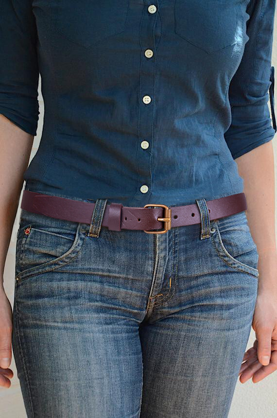 Genuine Leather Belt 1″- 2.5cm Wide One Piece 100% Real Leather Belt Unisex