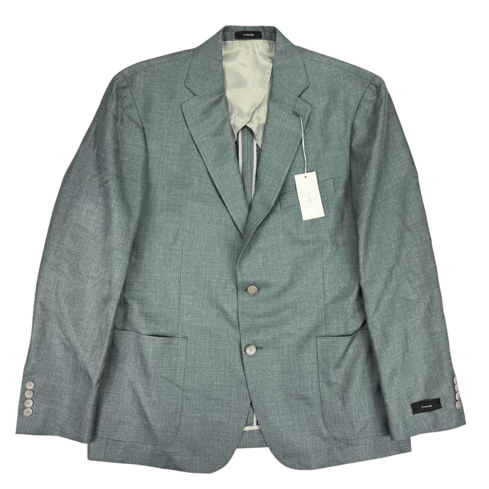 Vince Mens Iker Unstructured Wool Silk Linen Sport Coat Green 44R
