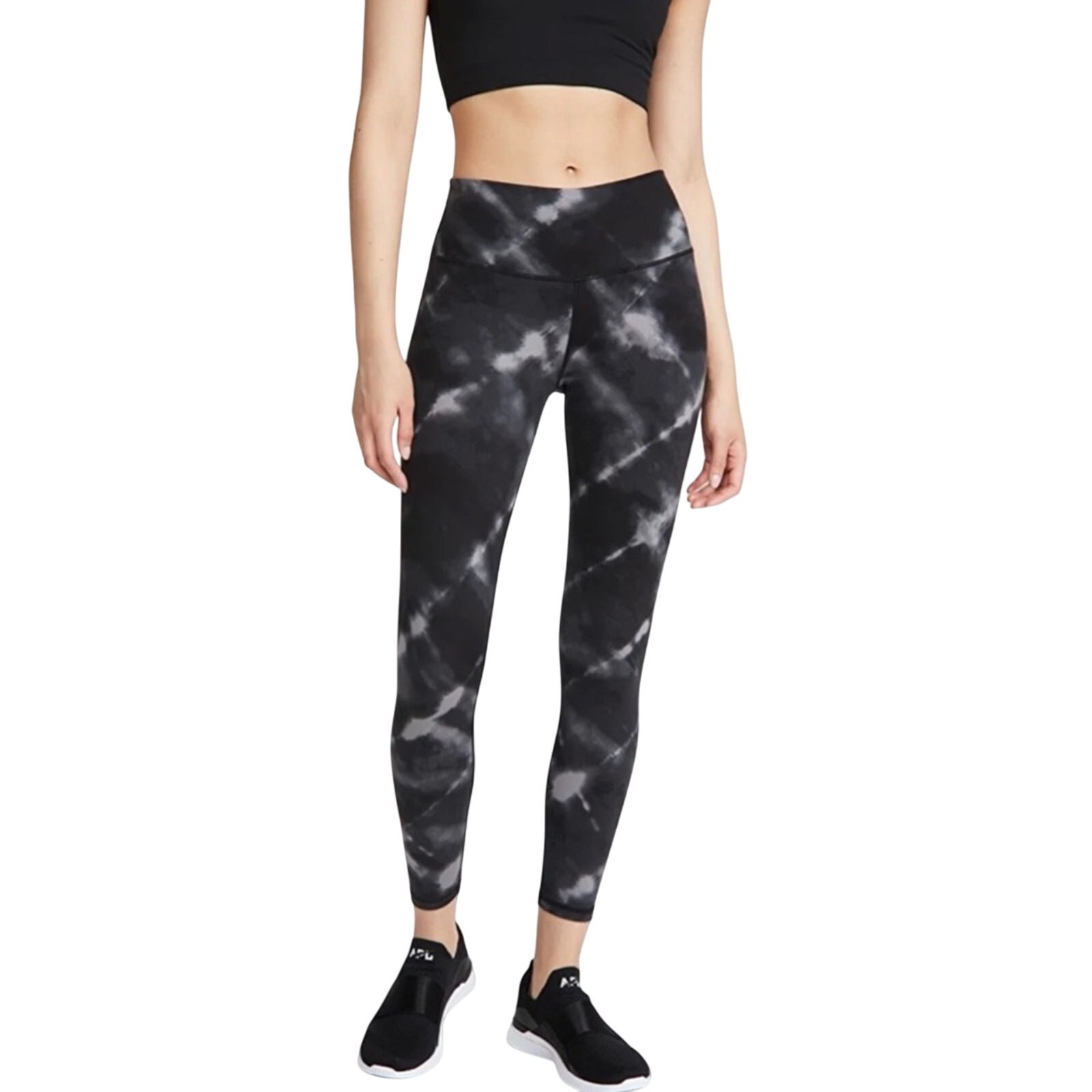 Varley Century Legging Leyland Black Marble Look Sporty High Rise Leggings