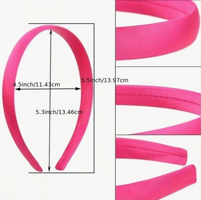 Orange Brown Pink Green Red Navy Satin Headband Fashion Hair Accessory Set Of 6
