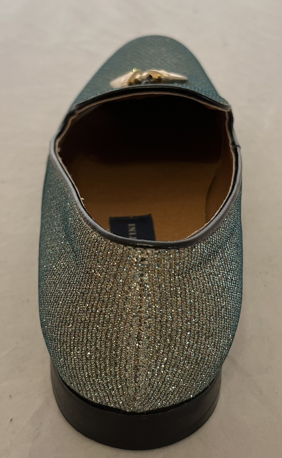 Giorgio Brutini Glitter Tassel Loafers 8.5D Red Sole Metallic Mesh Slip-On