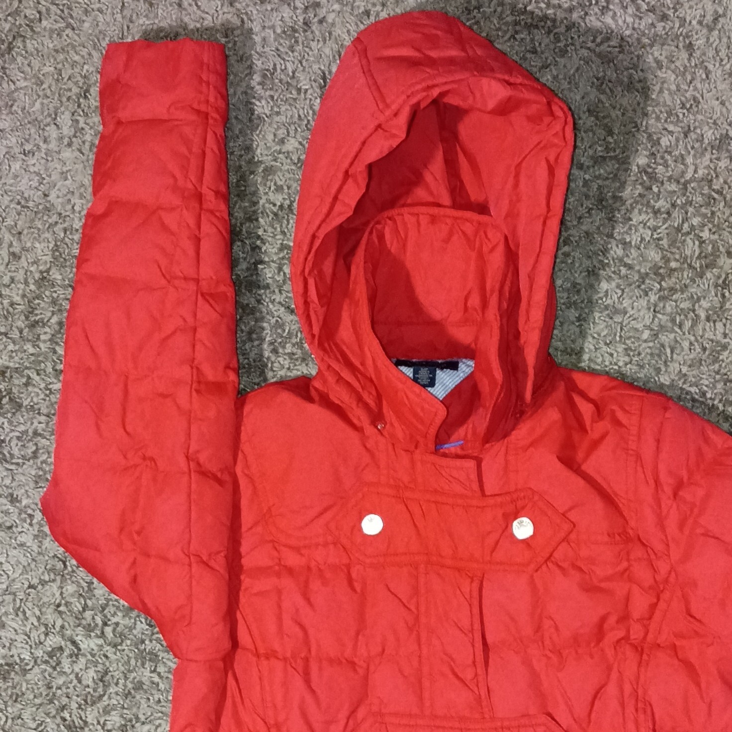 Tommy Hilfiger Coat Size Small Women Hooded Red Puffer Coat
