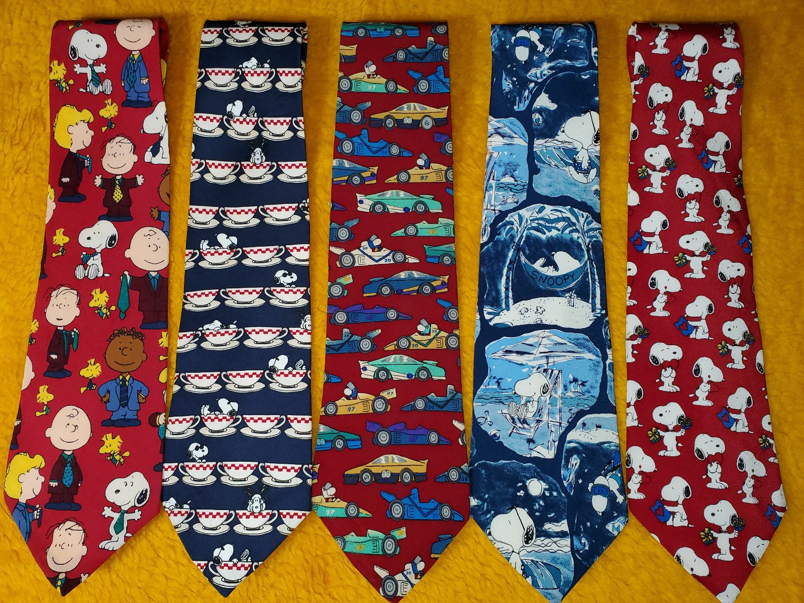 5 pc ~ SNOOPY / CHARLIE BROWN / PEANUTS CARTOON ~ MENS NOVELTY TIES ~ 57″