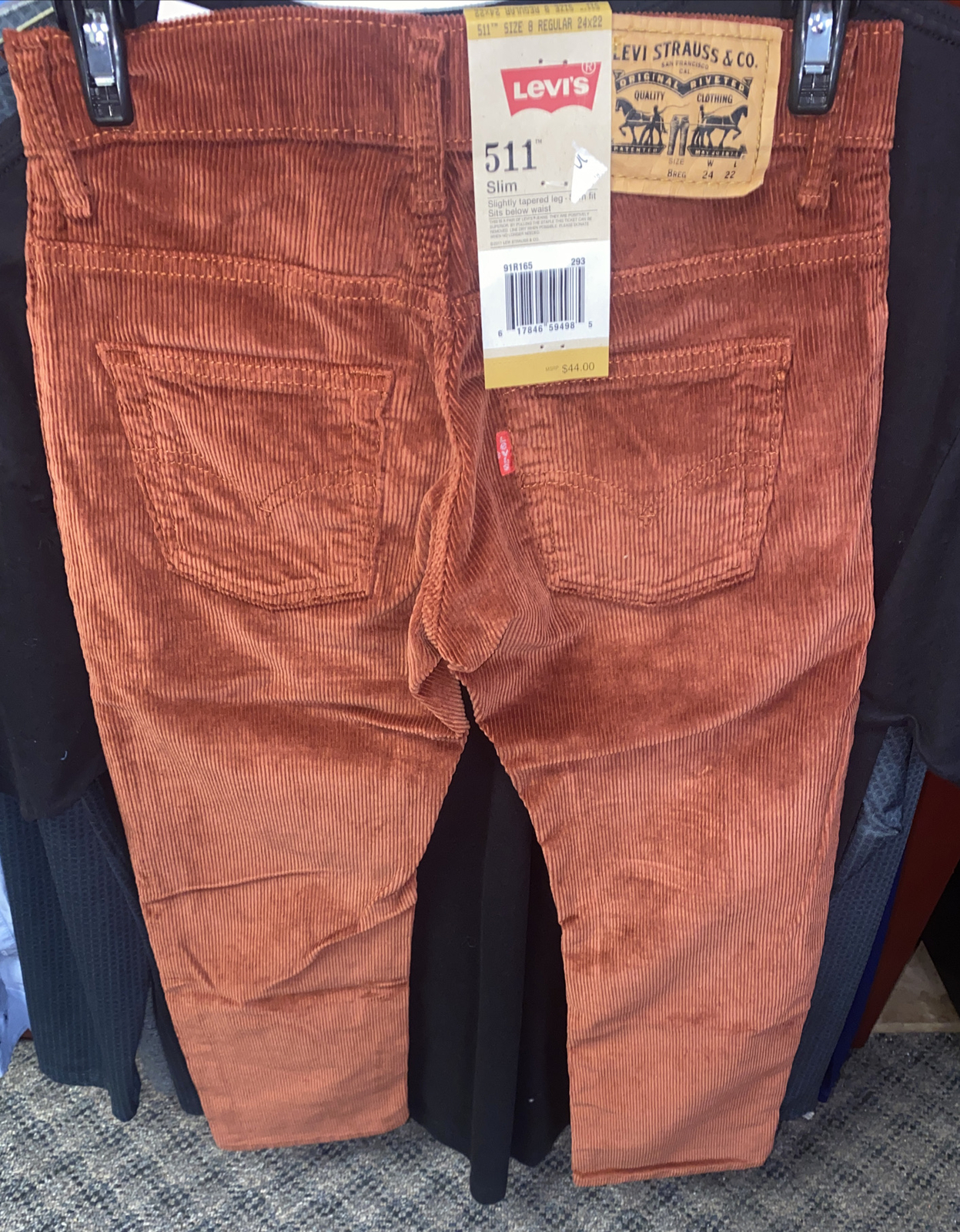 LEVIS 511 SLIM FIT BURNT HENNA RED 8 REG 24X22 NEW W TAGS
